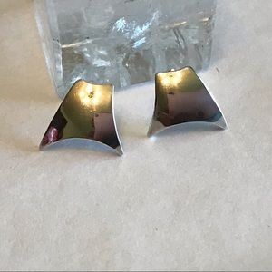 Abstract Modernist Sterling Silver Stud Earrings